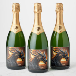 Étiquettes Pour Bouteilles De Vin Mousseux Ensemble de Personnalisers de dragons de tournage