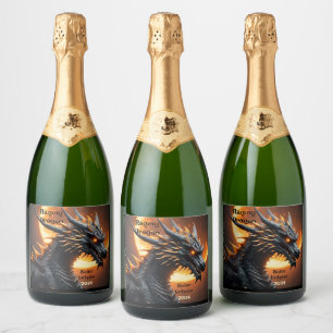 Étiquettes Pour Bouteilles De Vin Mousseux Ensemble de Personnalisers de dragons de tournage 