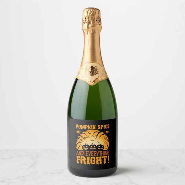 Étiquettes Pour Bouteilles De Vin Mousseux Épice citrouille et tout a fait peur (Devant)