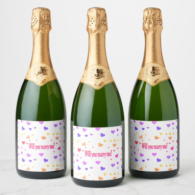 Étiquettes Pour Bouteilles De Vin Mousseux Épouse-moi, (Bouteilles)