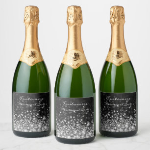 Étiquettes Pour Bouteilles De Vin Mousseux Étincelle d'argent personnalisée