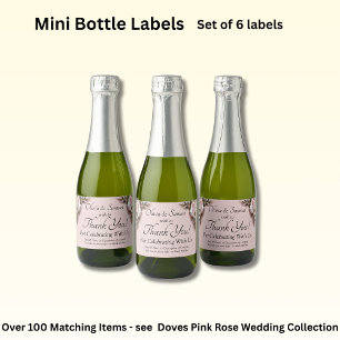 Étiquettes Pour Bouteilles De Vin Mousseux Étiquettes de bouteilles, roses roses & colombes