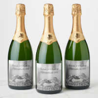 Faux Silver Mariage Nom élégant Date Script