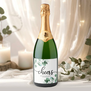 Étiquettes Pour Bouteilles De Vin Mousseux Félicitations - Calligraphie de mariage Eucalyptus