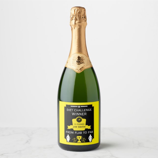 Étiquettes Pour Bouteilles De Vin Mousseux Félicitations pour perte de poids (Devant)