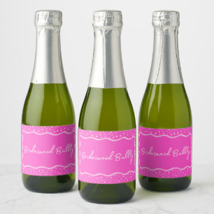 Étiquettes Pour Bouteilles De Vin Mousseux Femme de chambre rose chaud Bubbly Mini