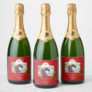 Étiquettes Pour Bouteilles De Vin Mousseux Festive Cheeky Père Noël - Photo personnalisée