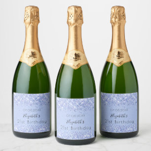 Étiquettes Pour Bouteilles De Vin Mousseux Fête d'anniversaire clair nom bleu