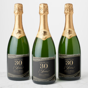 Étiquettes Pour Bouteilles De Vin Mousseux Fête d'anniversaire de mariage de 30 ans en Agate 