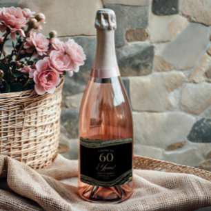 Étiquettes Pour Bouteilles De Vin Mousseux Fête d'anniversaire de mariage de 60 ans en Agate