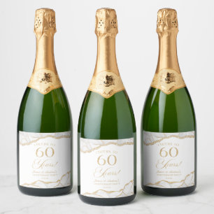 Étiquettes Pour Bouteilles De Vin Mousseux Fête d'anniversaire de mariage de 60 ans en Agate