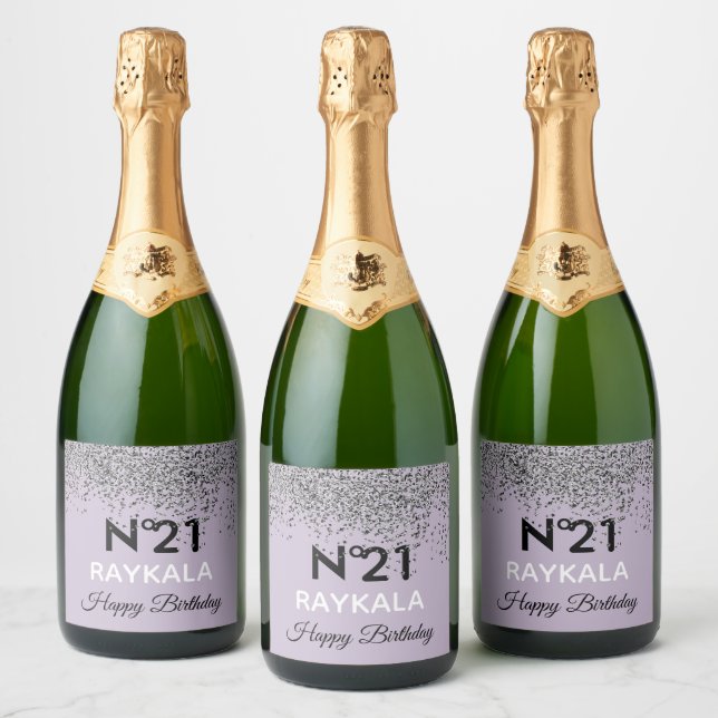 Étiquettes Pour Bouteilles De Vin Mousseux Fête d'anniversaire violette sous la douche Glam & (Bouteilles)