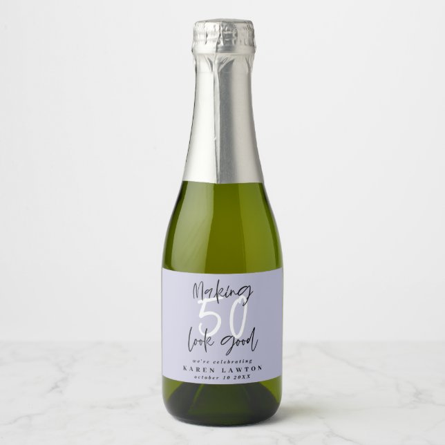 Étiquettes Pour Bouteilles De Vin Mousseux Fête de 50 ans (Devant)