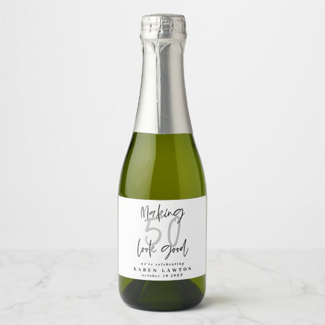 Étiquettes Pour Bouteilles De Vin Mousseux Fête de 50 ans (Devant)