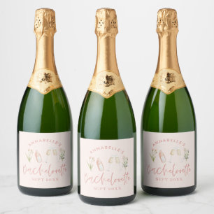 Étiquettes Pour Bouteilles De Vin Mousseux Fête de bachelorette moderne rose girly florale ro