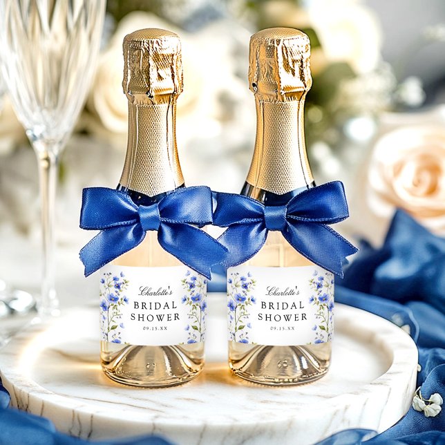 Étiquettes Pour Bouteilles De Vin Mousseux Fête de mariage florale  (Créateur téléchargé)