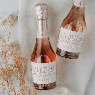 Étiquettes Pour Bouteilles De Vin Mousseux Fête des mariées Boho minimale neutre