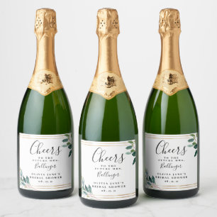 Étiquettes Pour Bouteilles De Vin Mousseux Fête des mariées de feuillage Eucalyptus