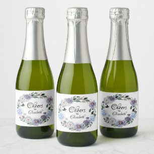 Étiquettes Pour Bouteilles De Vin Mousseux Fête des mariées Purple Floral Aquarelle Mini