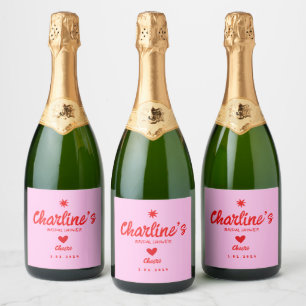Étiquettes Pour Bouteilles De Vin Mousseux Fête des mariées rétro de l'écriture manuscrite ro