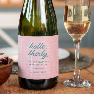Étiquettes Pour Bouteilles De Vin Mousseux Fête Piscine Rose Moderne Anniversaire
