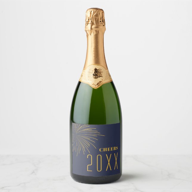 Étiquettes Pour Bouteilles De Vin Mousseux Feu d'artifice du Nouvel An (Devant)