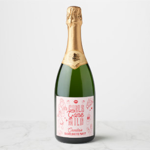 Étiquettes Pour Bouteilles De Vin Mousseux Filles Devenues Douces Soirée de Filles en Pyjama