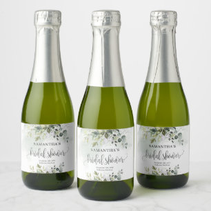 Étiquettes Pour Bouteilles De Vin Mousseux Fleurs modernes de verdure feuille dorée Baby Show
