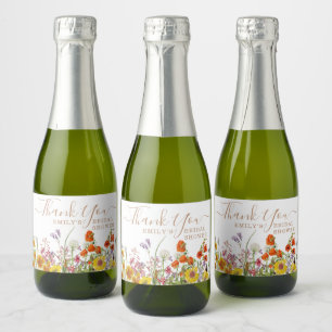 Étiquettes Pour Bouteilles De Vin Mousseux Fleurs sauvages colorées Fête des mariées de Merci