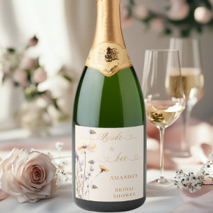 Étiquettes Pour Bouteilles De Vin Mousseux Fleurs sauvages de mariée à devenir shower de mari