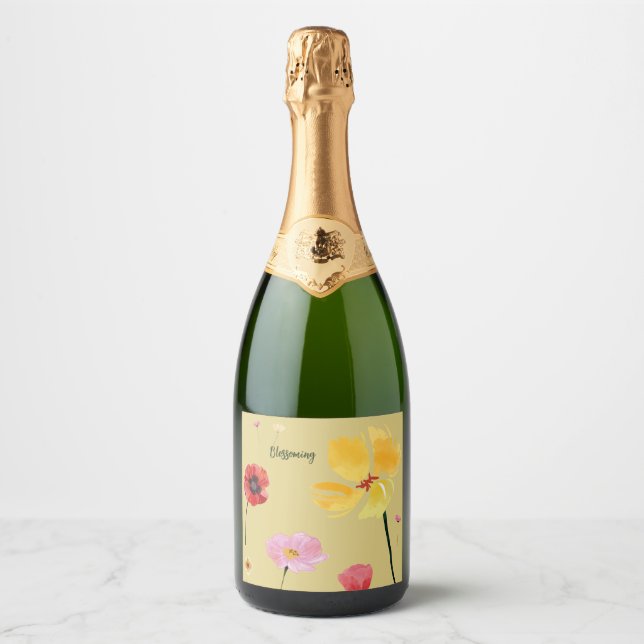 Étiquettes Pour Bouteilles De Vin Mousseux Floraison (Devant)
