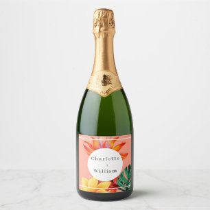 Étiquettes Pour Bouteilles De Vin Mousseux Floral tropical
