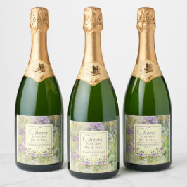 Étiquettes Pour Bouteilles De Vin Mousseux Floral violet élégant