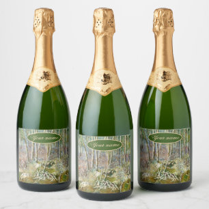 Étiquettes Pour Bouteilles De Vin Mousseux forêt d'hiver peinture aquarelle