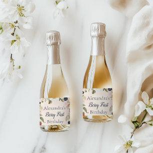 Étiquettes Pour Bouteilles De Vin Mousseux Fraise Berry 1ère fête d'anniversaire