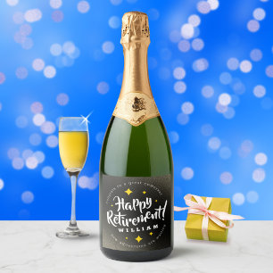 Étiquettes Pour Bouteilles De Vin Mousseux Fun Gold Glitter Stars Retirement New Adventures