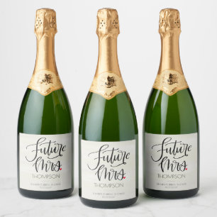 Étiquettes Pour Bouteilles De Vin Mousseux Future Mrs Modern Calligraphy Bridal Shower