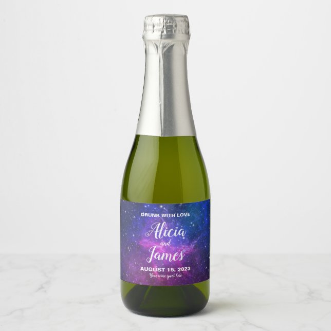 Étiquettes Pour Bouteilles De Vin Mousseux Galaxy Stars Mariage Faveur (Devant)