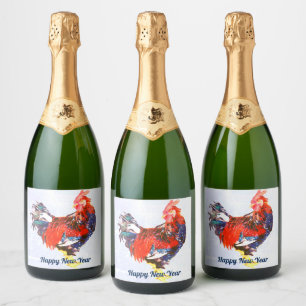 Étiquettes Pour Bouteilles De Vin Mousseux galinacé mâle, coq Personnalisé
