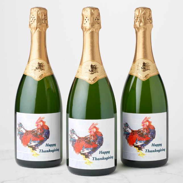 Étiquettes Pour Bouteilles De Vin Mousseux gallinacé mâle, coq Personnalisé (Bouteilles)