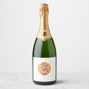 Étiquettes Pour Bouteilles De Vin Mousseux Giraffe Avec Cupcake