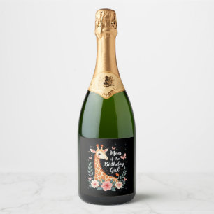 Étiquettes Pour Bouteilles De Vin Mousseux Giraffe Maman de l'Anniversaire fille jumelée fami