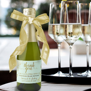 Étiquettes Pour Bouteilles De Vin Mousseux Gold Lace on Neo Mint Green Wedding Thank You Mini