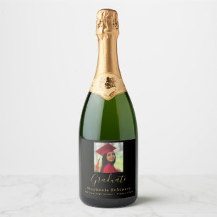 Étiquettes Pour Bouteilles De Vin Mousseux Graduation Party 2025 Photo Gold