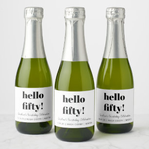 Étiquettes Pour Bouteilles De Vin Mousseux Gras Noir Blanc Moderne 50e Anniversaire Personnal