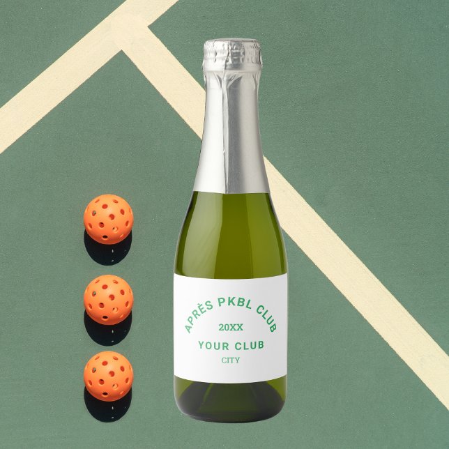 Étiquettes Pour Bouteilles De Vin Mousseux Green Après PKBL Club Crest Pickleball (Créateur téléchargé)