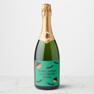 Étiquettes Pour Bouteilles De Vin Mousseux Halloween Citrouille Orange Retro personnalisé