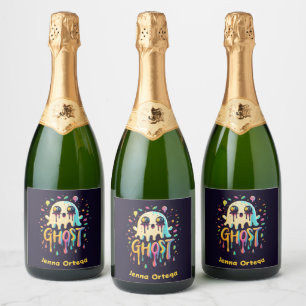 Étiquettes Pour Bouteilles De Vin Mousseux Halloween fantôme - Mummy Mayhem