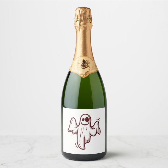 Étiquettes Pour Bouteilles De Vin Mousseux Halloween ghost (Devant)