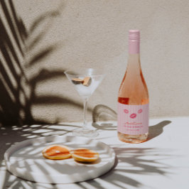 Étiquettes Pour Bouteilles De Vin Mousseux Hand-drawn Pink Lips Valentine's Day Bridal Shower